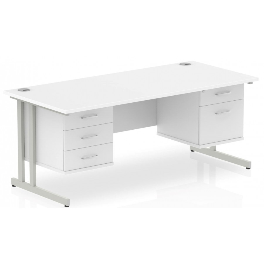 Rayleigh Cantilever Straight Desk with Double Fixed Pedestal